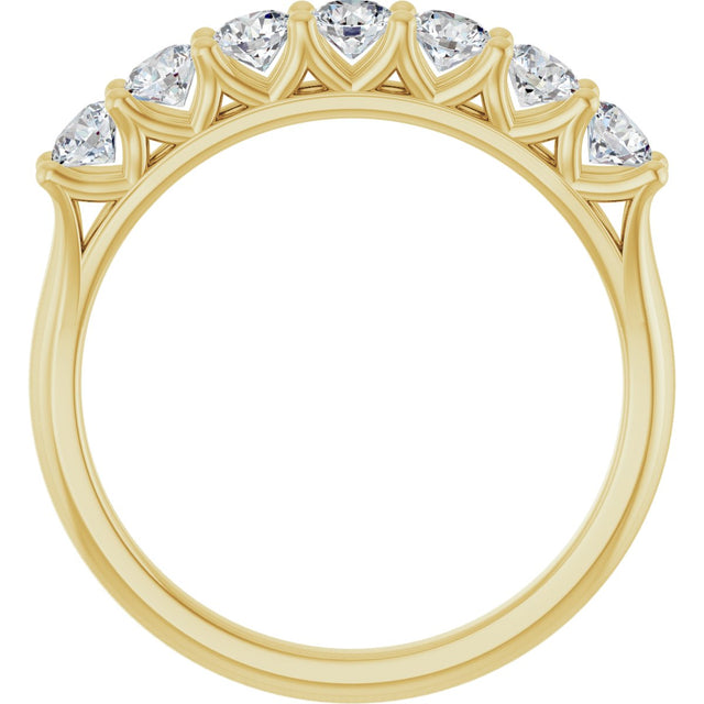 14K Gold Round Lab-Grown Diamond Share-Prong Seven-Stone Anniversary Band – 3/8–1 1/3 CTW - Yellow Gold - view 2