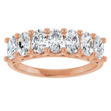 14K Gold Oval Lab-Grown Diamond Share-Prong Seven-Stone Anniversary Band – 5x3 mm Stones - Rose Gold - view 3