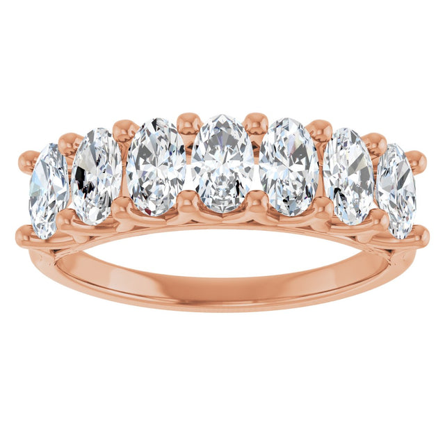 14K Gold Oval Lab-Grown Diamond Share-Prong Seven-Stone Anniversary Band – 5x3 mm Stones - Rose Gold - view 3