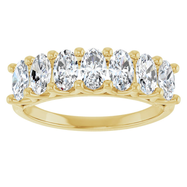 14K Gold Oval Lab-Grown Diamond Share-Prong Seven-Stone Anniversary Band – 5x3 mm Stones - Yellow Gold - view 3