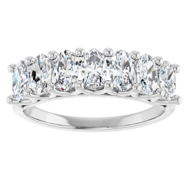 14K Gold Oval Lab-Grown Diamond Share-Prong Seven-Stone Anniversary Band – 5x3 mm Stones - White Gold - view 3