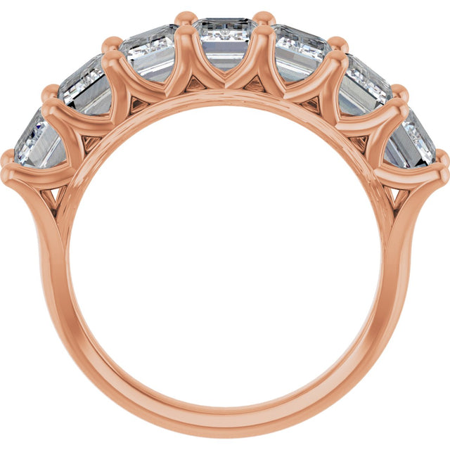 14K Gold Emerald Lab-Grown Diamond Share-Prong Seven-Stone Anniversary Band – 2 1/6–4 1/5 CTW - Rose Gold - view 2