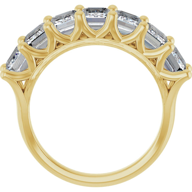 14K Gold Emerald Lab-Grown Diamond Share-Prong Seven-Stone Anniversary Band – 2 1/6–4 1/5 CTW - Yellow Gold - view 2