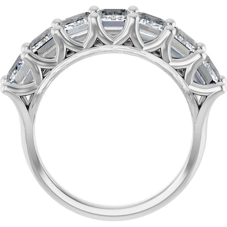 Platinum Emerald Natural Diamond Share-Prong Seven-Stone Anniversary Band – 4 1/5 CTW - view 2