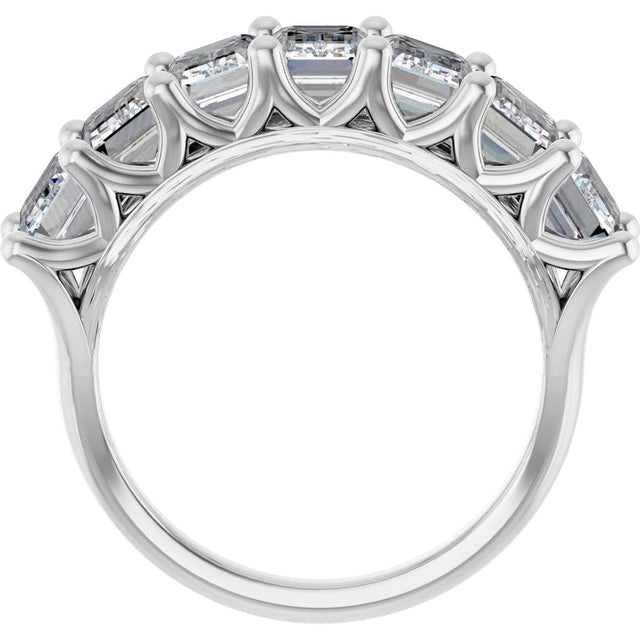 Platinum Emerald Lab-Grown Diamond Share-Prong Seven-Stone Anniversary Band – 2 1/6–4 1/5 CTW - view 2
