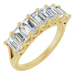 14K Gold Emerald Lab-Grown Diamond Share-Prong Seven-Stone Anniversary Band – 2 1/6–4 1/5 CTW - Yellow Gold