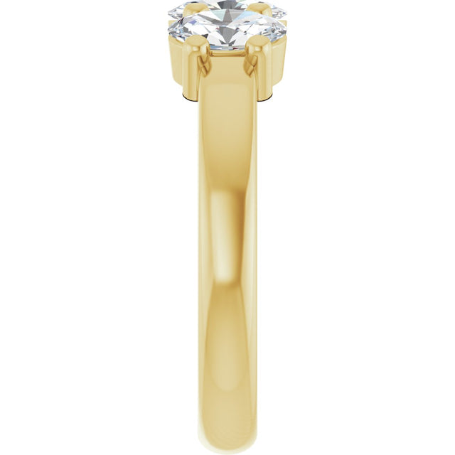 14K Gold Oval Natural Diamond Three-Stone Anniversary Band – 1 1/8 CTW - Yellow Gold - view 4