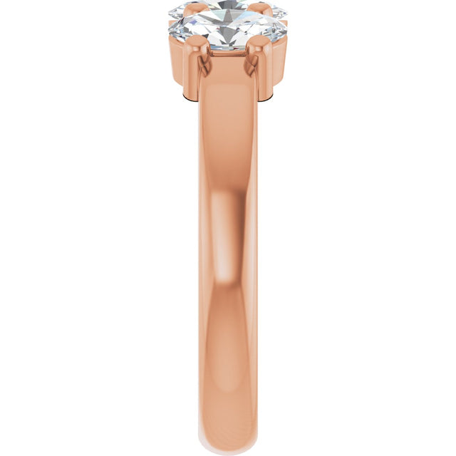 14K Gold Oval Lab-Grown Diamond Three-Stone Anniversary Band – 6x4 mm Stones - Rose Gold - view 4