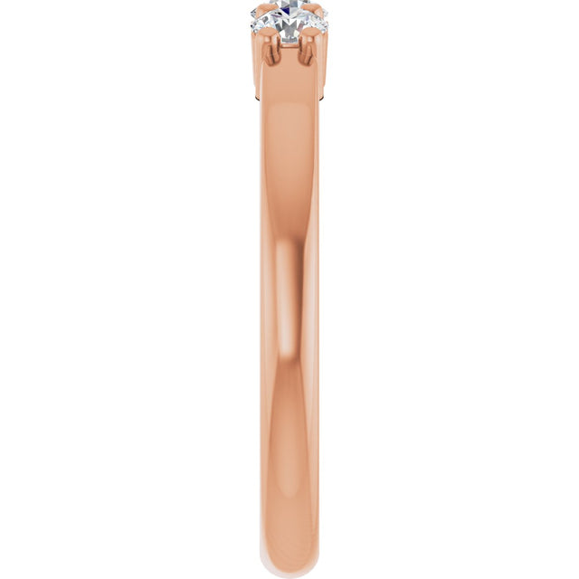 14K Gold Round Natural Diamond Three-Stone Anniversary Band – 1/6–1/3 CTW - Rose Gold - view 4