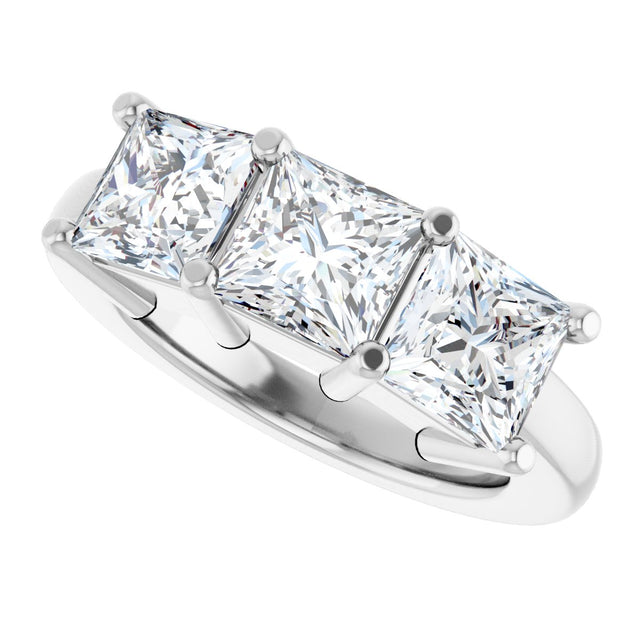 10K Gold Square Lab-Grown Diamond Three-Stone Anniversary Band – 1 1/6–4 1/5 CTW - White Gold - view 5