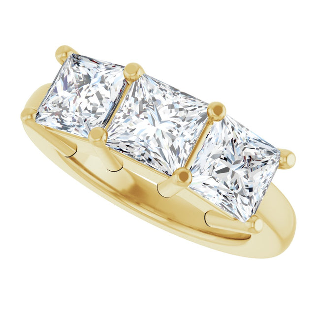10K Gold Square Lab-Grown Diamond Three-Stone Anniversary Band – 1 1/6–4 1/5 CTW - Yellow Gold - view 5
