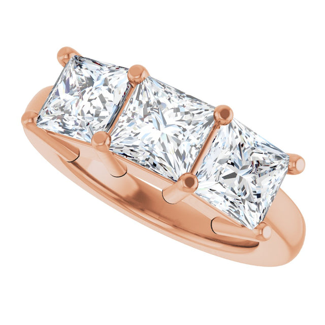 10K Gold Square Lab-Grown Diamond Three-Stone Anniversary Band – 1 1/6–4 1/5 CTW - Rose Gold - view 5