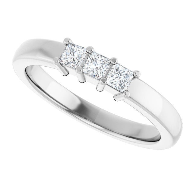 10K Gold Square Natural Diamond Three-Stone Anniversary Band – 1/5–3/4 CTW - White Gold - view 5