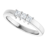 10K Gold Square Lab-Grown Diamond Three-Stone Anniversary Band – 1/5–7/8 CTW - White Gold - view 5