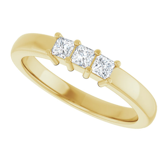10K Gold Square Natural Diamond Three-Stone Anniversary Band – 1/5–3/4 CTW - Yellow Gold - view 5