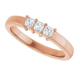 10K Gold Square Natural Diamond Three-Stone Anniversary Band – 1/5–3/4 CTW - Rose Gold - view 5