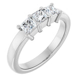 10K Gold Square Lab-Grown Diamond Three-Stone Anniversary Band – 1/5–7/8 CTW - White Gold