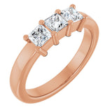 10K Gold Square Natural Diamond Three-Stone Anniversary Band – 1/5–3/4 CTW - Rose Gold