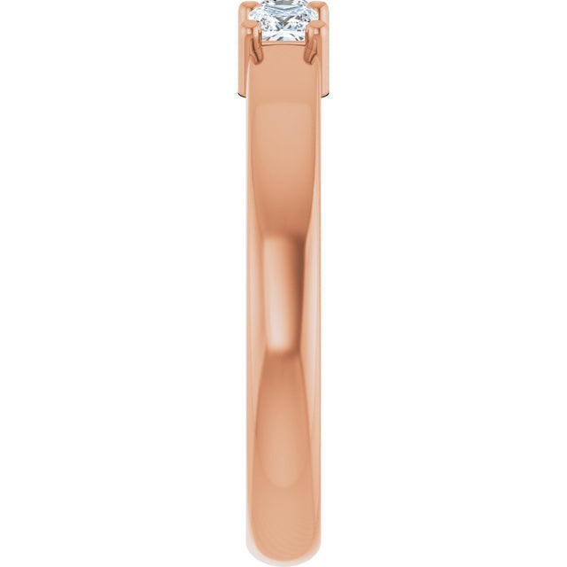 10K Gold Square Natural Diamond Three-Stone Anniversary Band – 1/5–3/4 CTW - Rose Gold - view 4