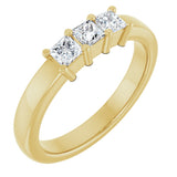 10K Gold Square Natural Diamond Three-Stone Anniversary Band – 1/5–3/4 CTW - Yellow Gold