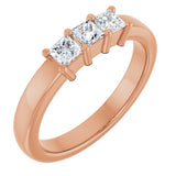10K Gold Square Lab-Grown Diamond Three-Stone Anniversary Band – 1/5–7/8 CTW - Rose Gold