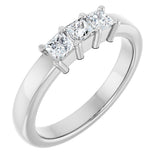 14K Gold Square Natural Diamond Three-Stone Anniversary Band – 1/5–3/4 CTW - White Gold