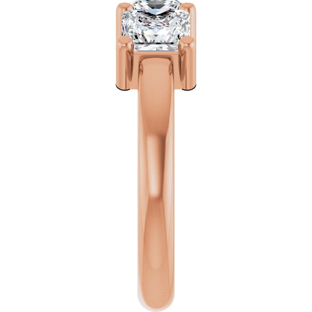 10K Gold Square Lab-Grown Diamond Three-Stone Anniversary Band – 1 1/6–4 1/5 CTW - Rose Gold - view 4
