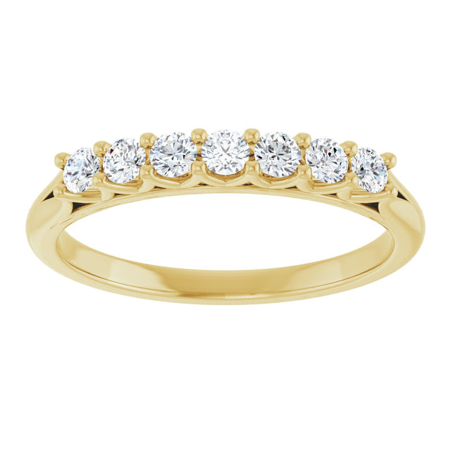 14K Gold Round Natural Diamond Share-Prong Seven-Stone Anniversary Band – 1/10–5/8 CTW - Yellow Gold - view 3