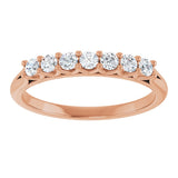 14K Gold Round Natural Diamond Share-Prong Seven-Stone Anniversary Band – 1/10–5/8 CTW - Rose Gold - view 3