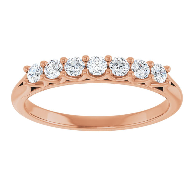 14K Gold Round Natural Diamond Share-Prong Seven-Stone Anniversary Band – 1/10–5/8 CTW - Rose Gold - view 3