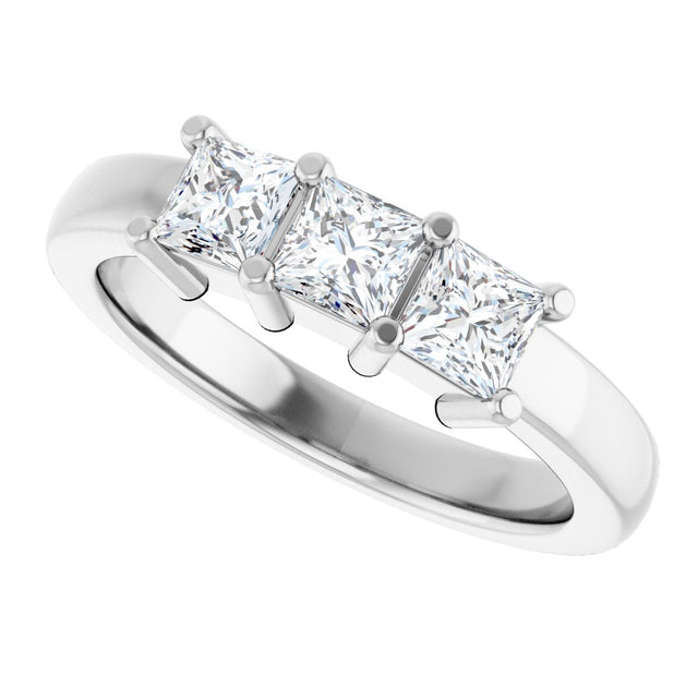 10K Gold Square Lab-Grown Diamond Three-Stone Anniversary Band – 1 1/6–4 1/5 CTW - White Gold - view 5
