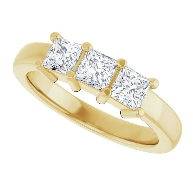 10K Gold Square Natural Diamond Three-Stone Anniversary Band – 9/10–3 1/8 CTW - Yellow Gold - view 5