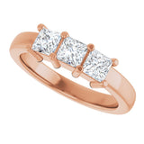 10K Gold Square Natural Diamond Three-Stone Anniversary Band – 9/10–3 1/8 CTW - Rose Gold - view 5