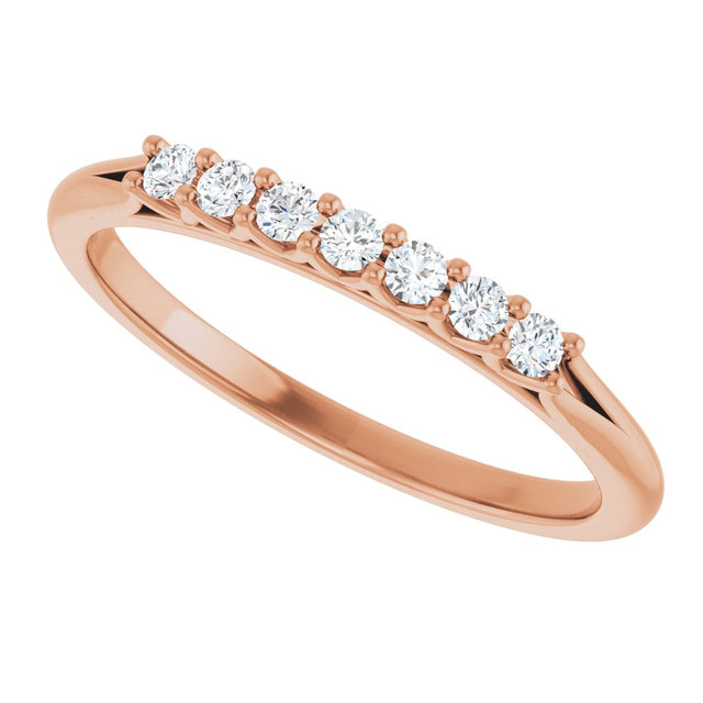 14K Gold Round Natural Diamond Share-Prong Seven-Stone Anniversary Band – 1/10–5/8 CTW - Rose Gold - view 5