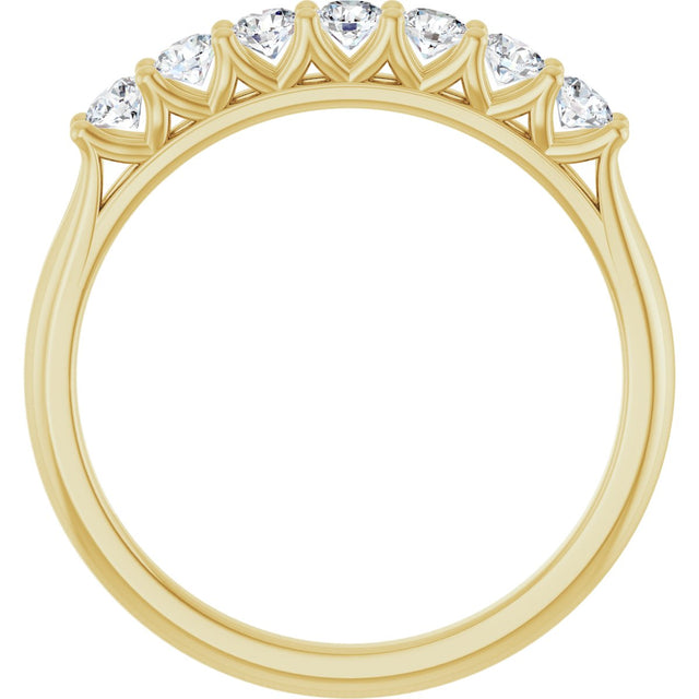 14K Gold Round Natural Diamond Share-Prong Seven-Stone Anniversary Band – 1/10–5/8 CTW - Yellow Gold - view 2