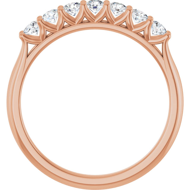 14K Gold Round Natural Diamond Share-Prong Seven-Stone Anniversary Band – 1/10–5/8 CTW - Rose Gold - view 2