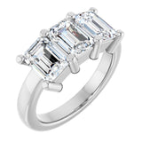 10K Gold Emerald Natural Diamond Three-Stone Anniversary Band – 3 CTW - White Gold