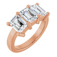 10K Gold Emerald Natural Diamond Three-Stone Anniversary Band – 3 CTW - Rose Gold