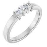 10K Gold Square Lab-Grown Diamond Three-Stone Anniversary Band – 1/5–7/8 CTW - White Gold