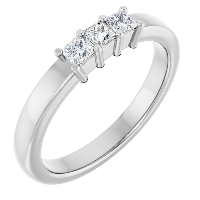 Platinum Square Natural Diamond Three-Stone Anniversary Band – 1/5–3/4 CTW
