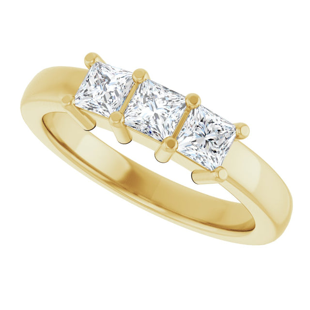 10K Gold Square Lab-Grown Diamond Three-Stone Anniversary Band – 1/5–7/8 CTW - Yellow Gold - view 5