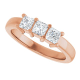 10K Gold Square Natural Diamond Three-Stone Anniversary Band – 1/5–3/4 CTW - Rose Gold - view 5