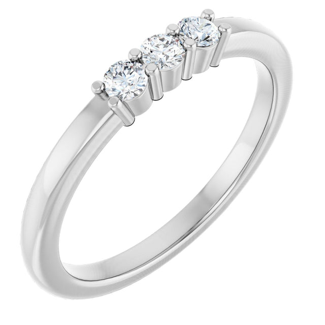 14K Gold Round Lab-Grown Diamond Three-Stone Anniversary Band – 1/6–1/3 CTW - White Gold