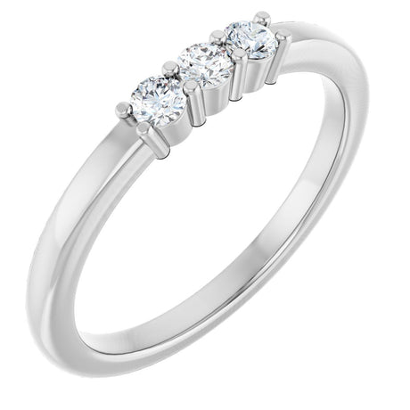 Platinum Round Lab-Grown Diamond Three-Stone Anniversary Band – 1/5–1/3 CTW