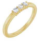 14K Gold Round Lab-Grown Diamond Three-Stone Anniversary Band – 1/6–1/3 CTW - Yellow Gold