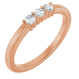14K Gold Round Lab-Grown Diamond Three-Stone Anniversary Band – 1/6–1/3 CTW - Rose Gold