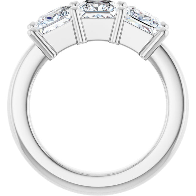 10K Gold Square Natural Diamond Three-Stone Anniversary Band – 9/10–3 1/8 CTW - White Gold - view 2