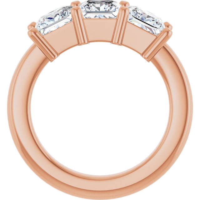 10K Gold Square Lab-Grown Diamond Three-Stone Anniversary Band – 1 1/6–4 1/5 CTW - Rose Gold - view 2