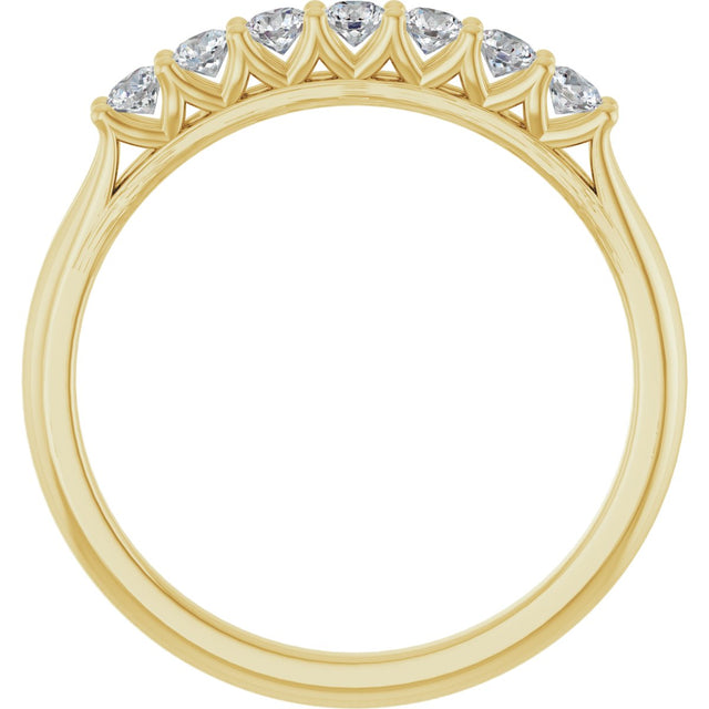 14K Gold Round Natural Diamond Share-Prong Seven-Stone Anniversary Band – 1/10–5/8 CTW - Yellow Gold - view 2