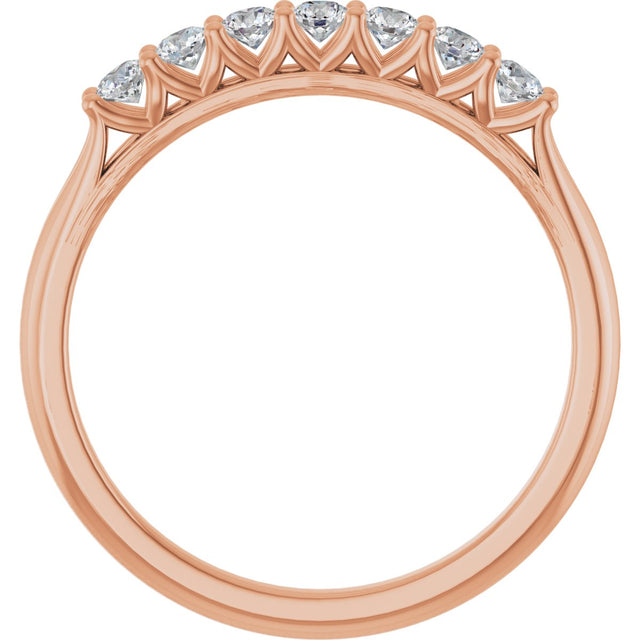 14K Gold Round Natural Diamond Share-Prong Seven-Stone Anniversary Band – 1/10–5/8 CTW - Rose Gold - view 2